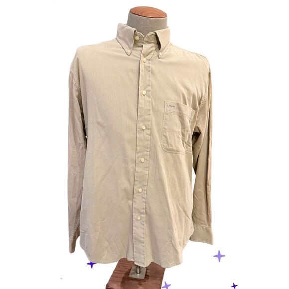 IZOD 21 Whale Corduroy Men’s Button Down Shirt Large Tan Weekend - Picture 1 of 9